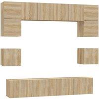 Berkfield Home 8 Piece TV Cabinet Set Sonoma Oak Engineered Wood in Light Tan
