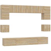 Berkfield Home 8 Piece TV Cabinet Set Sonoma Oak Engineered Wood in Tan