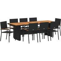 Berkfield Home 9 Piece Garden Dining Set Black Poly Rattan