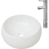 Berkfield Home Bathroom Basin with Mixer Tap Ceramic Round White