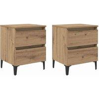 Berkfield Home Bed Cabinets 2 pcs Artisan Oak 40x35x50 cm Engineered Wood in Beige | Size: 40 x 35 x 50 cm