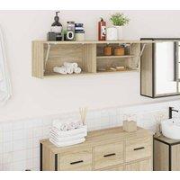 Berkfield Home Bathroom Wall Cabinet Sonoma Oak 100x25x30 cm Engineered Wood in Light Brown | Size: 100 x 25 x 30 cm