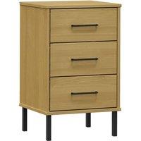 Berkfield Home Bedside Cabinet with Metal Legs Brown Solid Wood Pine OSLO in Light Brown