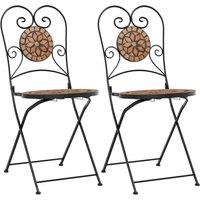 Berkfield Home Bistro Chairs Foldable 2 pcs Terracotta Ceramic in Orange