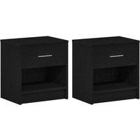 Berkfield Home Bedside Cabinets 2 pcs with Drawer Black 39x28x41 cm | Size: 39 x 28 x 41 cm