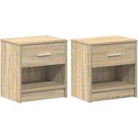Berkfield Home Bedside Cabinets 2 pcs with Drawer Sonoma Oak 39x28x41 cm in Light Oak | Size: 39 x 28 x 41 cm