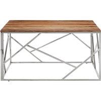 Berkfield Home Coffee Table Silver Stainless Steel & Solid Wood Acacia