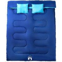 Berkfield Home Double Sleeping Bag with Pillows for Adults Camping 3-4 Seasons in Blue