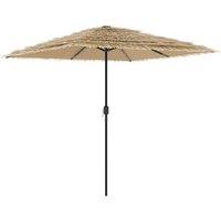 Berkfield Home Garden Parasol with LEDs & Steel Pole Brown 248x248x248 cm | Size: 248 x 248 x 248 cm
