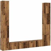 Berkfield Home Wall Mounted TV cabinets 6 pcs Old Wood Engineered Wood in Brown