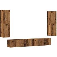 Berkfield Home Wall Mounted TV cabinets 4 pcs Old Wood Engineered Wood in Brown
