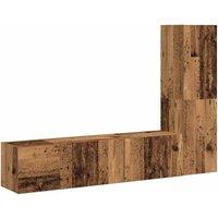 Berkfield Home Wall Mounted TV cabinets 3 pcs Old Wood Engineered Wood in Brown