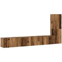 Berkfield Home Wall Mounted TV cabinets 3 pcs Old Wood Engineered Wood in Brown