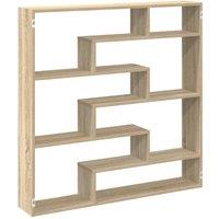 Berkfield Home Wall Cube Shelf 7 Compartments Sonoma Oak Engineered Wood in Brown