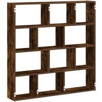 Berkfield Home Wall Cube Shelf 12 Compartments Smoked Oak Engineered Wood in Brown