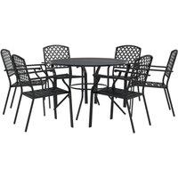 Berkfield Home Stackable Garden Chair Set 7 pcs Anthracite Powder-coated Steel in Black