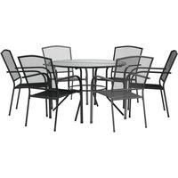 Berkfield Home Stackable Garden Chair Set 7 pcs Anthracite Powder-coated Steel in Black