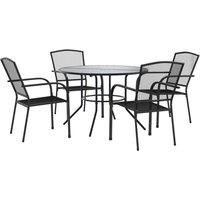 Berkfield Home Stackable Garden Chair Set 5 pcs Anthracite Powder-coated Steel in Dark Grey
