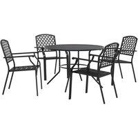 Berkfield Home Stackable Garden Chair Set 5 pcs Anthracite Powder-coated Steel in Black