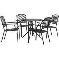 Berkfield Home Stackable Garden Chair Set 5 pcs Anthracite Powder-coated Steel in Black