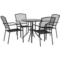 Berkfield Home Stackable Garden Chair Set 5 pcs Anthracite Powder-coated Steel in Black