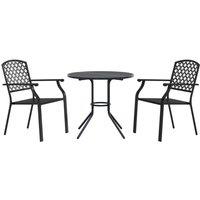 Berkfield Home Stackable Garden Chair Set 3 pcs Anthracite Powder-coated Steel in Black