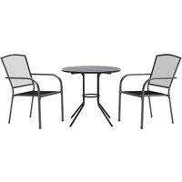 Berkfield Home Stackable Garden Chair Set 3 pcs Anthracite Powder-coated Steel in Dark Grey