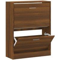 Berkfield Home Shoe Cabinet Brown Oak 63x24x81 cm Engineered Wood | Size: 63 x 24 x 81 cm