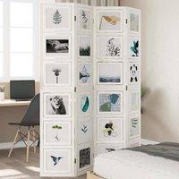 Berkfield Home Room Divider 4 Panels White Solid Wood Paulownia
