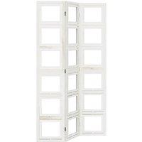 Berkfield Home Room Divider 3 Panels White Solid Wood Paulownia