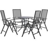 Berkfield Home Reclining Garden Chair Set 5 pcs Anthracite Powder-coated Steel in Black