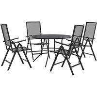 Berkfield Home Reclining Garden Chair Set 5 pcs Anthracite Powder-coated Steel in Black