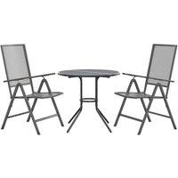 Berkfield Home Reclining Garden Chair Set 3 pcs Anthracite Powder-coated Steel in Dark Grey