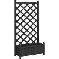 Berkfield Home Planter with Trellis Black Solid Wood Fir