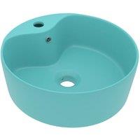 Berkfield Home Luxury Wash Basin with Overflow Matt Light Green 36x13 cm Ceramic in Aqua