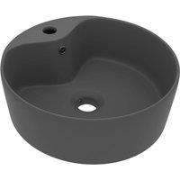 Berkfield Home Luxury Wash Basin with Overflow Matt Dark Grey 36x13 cm Ceramic