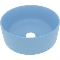 Berkfield Home Luxury Wash Basin Round Matt Light Blue 40x15 cm Ceramic