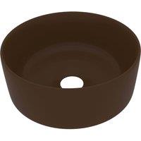 Berkfield Home Luxury Wash Basin Round Matt Dark Brown 40x15 cm Ceramic