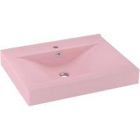 Berkfield Home Luxury Basin with Faucet Hole Matt Pink 60x46 cm Ceramic