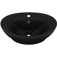 Berkfield Home Luxury Basin Overflow Oval Matt Black 58.5x39 cm Ceramic