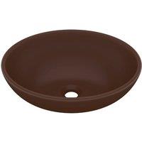 Berkfield Home Luxury Basin Oval-shaped Matt Dark Brown 40x33 cm Ceramic