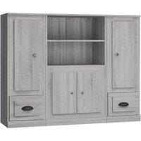 Berkfield Home Highboards 3 pcs Smoked Oak Engineered Wood in Grey