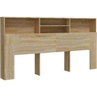 Berkfield Home Headboard Cabinet Sonoma Oak 200x19x103.5 cm in Light Brown