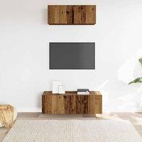 Berkfield Home Classic 2 Piece TV Cabinet Set Wall-mounted Old Wood Engineered Wood in Brown