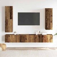 Berkfield Home Classic 4 Piece TV Cabinet Set Wall-mounted Old Wood Engineered Wood in Brown