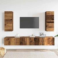 Berkfield Home Classic 4 Piece TV Cabinet Set Wall-mounted Old Wood Engineered Wood in Brown