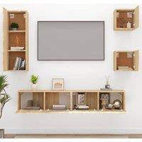 Berkfield Home Classic 5 Piece TV Cabinet Set Sonoma Oak Engineered Wood in Light Oak