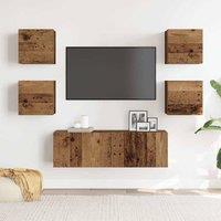 Berkfield Home Classic 5 Piece TV Cabinet Set Wall-mounted Old Wood Engineered Wood
