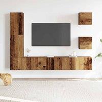 Berkfield Home Classic 5 Piece TV Cabinet Set Wall-mounted Old Wood Engineered Wood