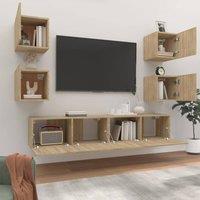 Berkfield Home Classic 6 Piece TV Cabinet Set Sonoma Oak Engineered Wood in Light Brown